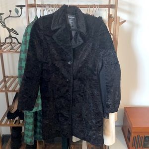 Bebe black faux fur long coat